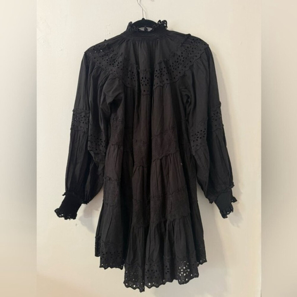 Anthropologie Maeve Eyelet Long-Sleeve Lace Mini Dress - Picture 7 of 10